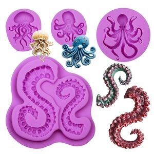 3D Octopus Tentacle Silicon Molds Marine Theme Fondant Candy Nautical Steampunk